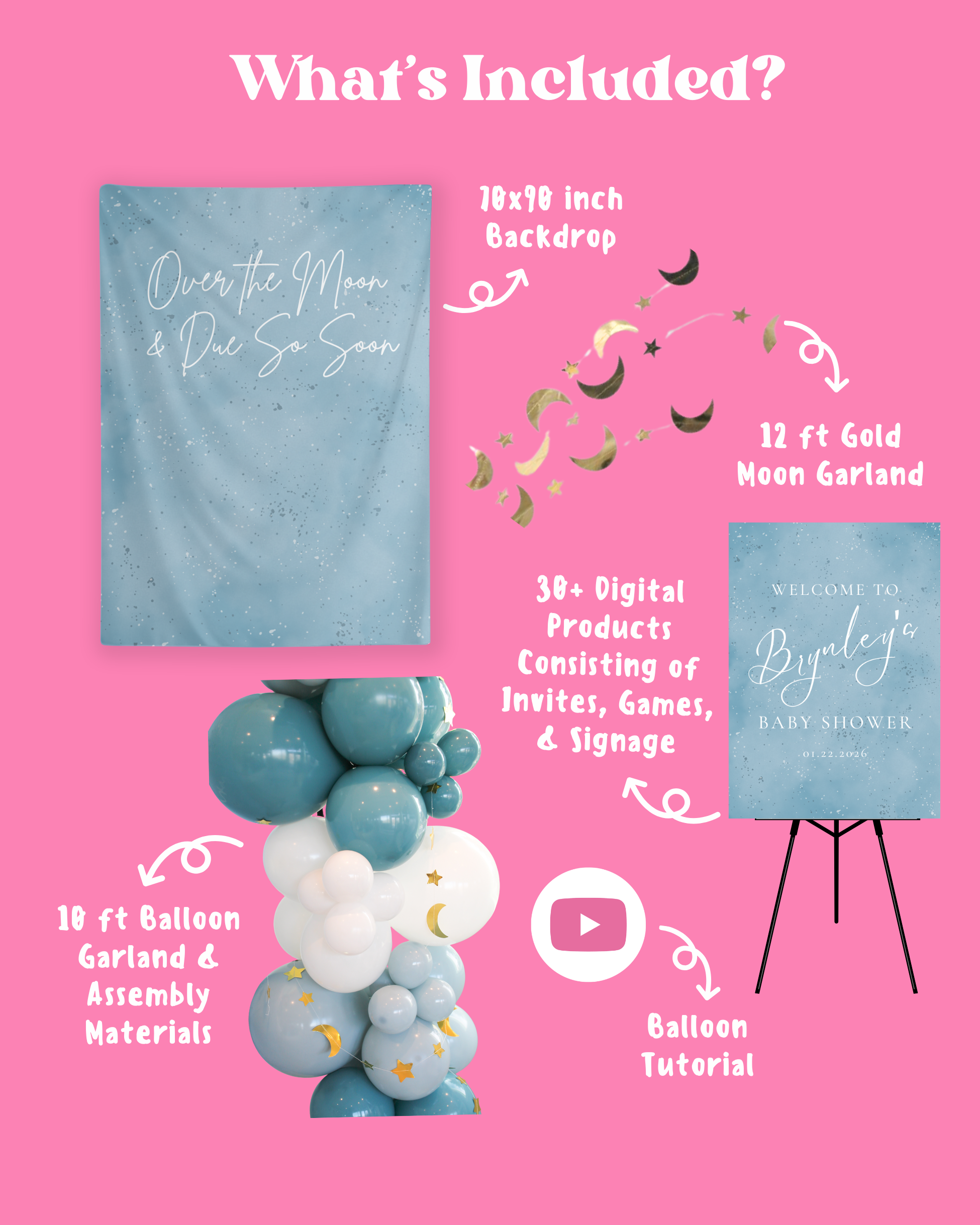 Over the Moon Baby Shower Party Kit
