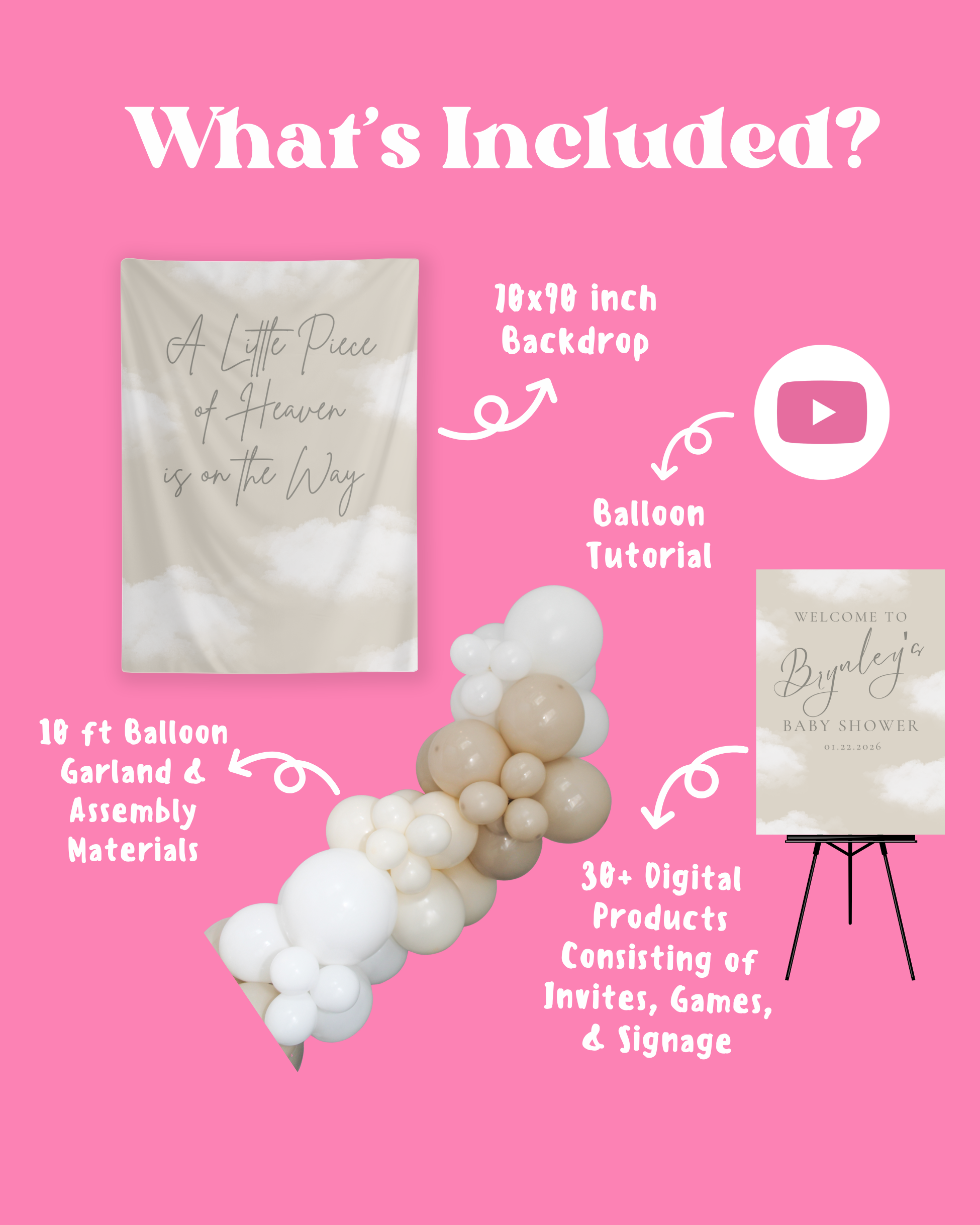 A Little Piece of Heaven Baby Shower Party Kit