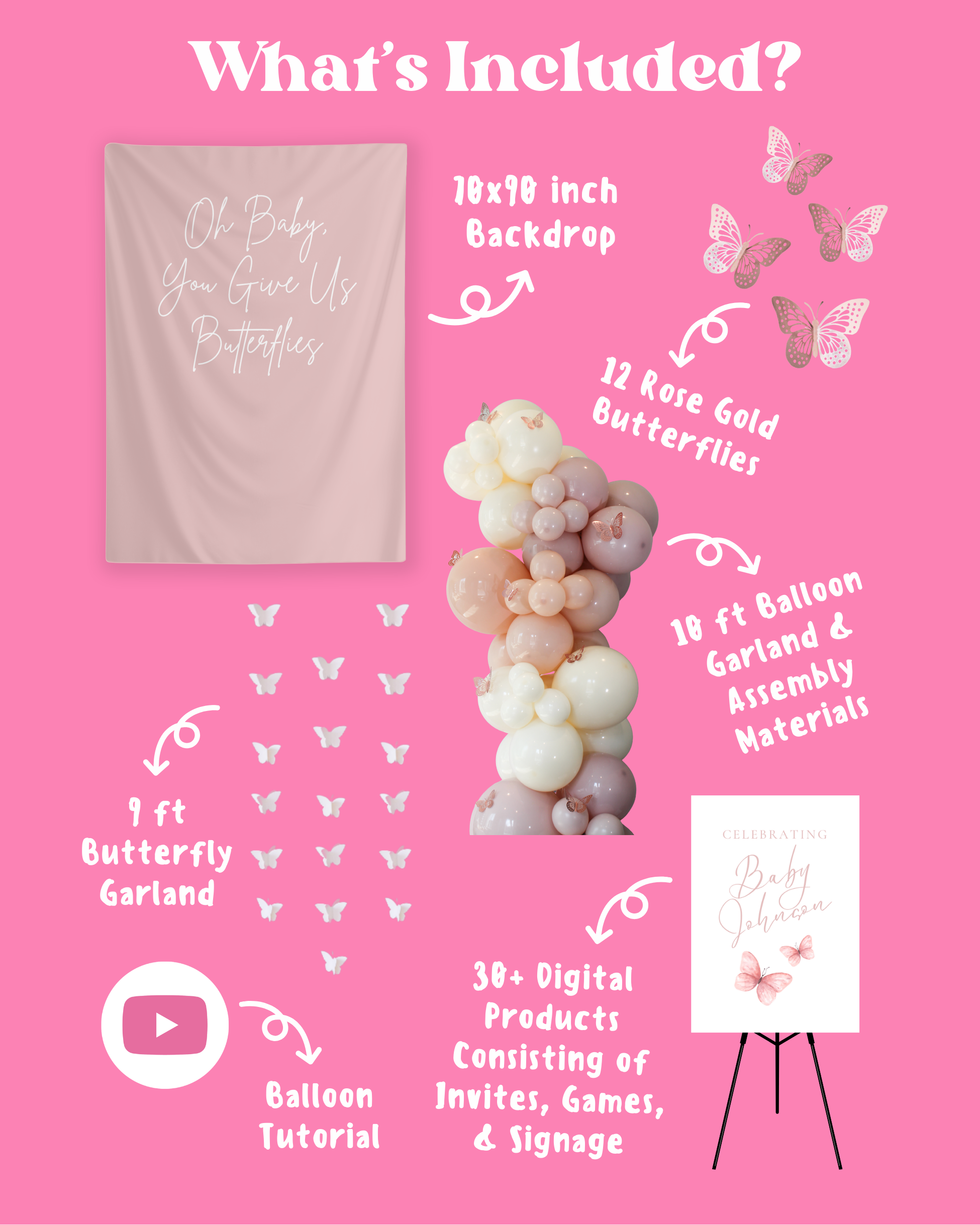 Butterfly Baby Shower Party Kit