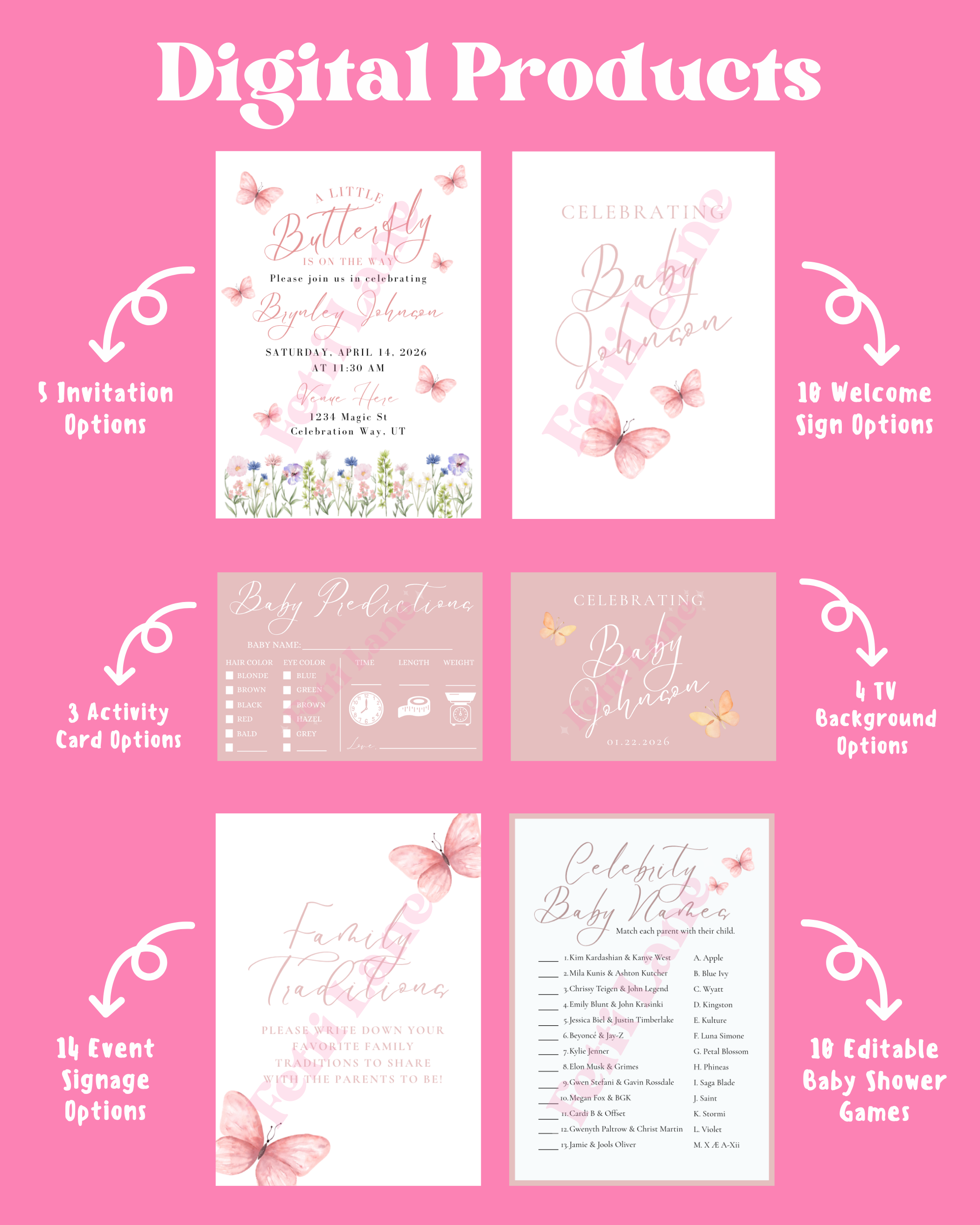 Butterfly Baby Shower Party Kit